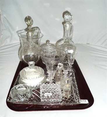 Lot 173 - A 19th century etched sundae glass, a celery vase and a quantity of clear glass including...