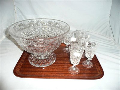 Lot 180 - Stuart Crystal punch bowl and six glasses en-suite