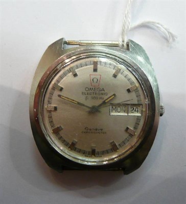 Lot 200 - A stainless steel wristwatch, electronic f 300 Hz, signed 'Omega'