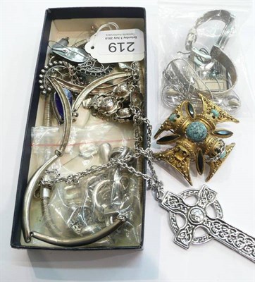 Lot 219 - A silver coil necklace, Swarovski jewellery, assorted silver and costume jewellery