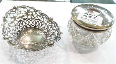 Lot 227 - Silver hair tidy and a dish