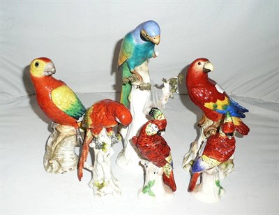 Lot 271 - Six china parrots, various marks (one a.f.)