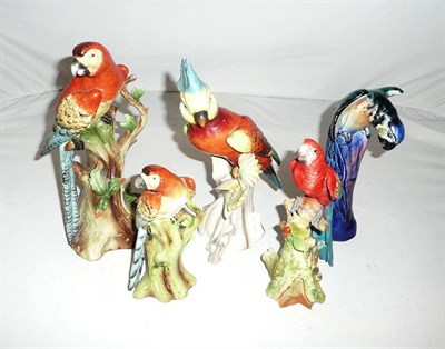 Lot 274 - Five figures of parrots