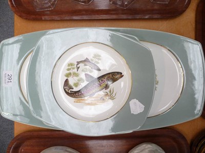 Lot 291 - Figgjo Flint Norwegian fish service of a salmon dish and six plates