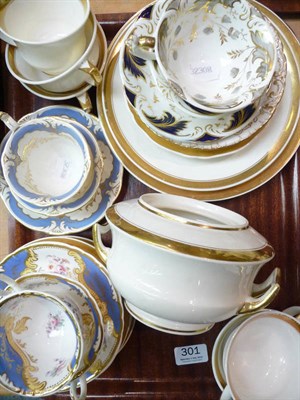 Lot 301 - Gilt and white Rockingham trios and cups and saucers