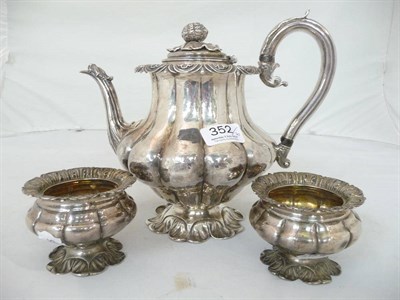 Lot 352 - A silver teapot and a pair of pedestal salts