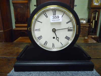 Lot 359 - An ebonised single fusee mantel clock