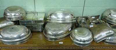 Lot 362 - A quantity of silver plated entree dish covers, plate warmers, etc *provenance 'Burly-on-the-Hill'