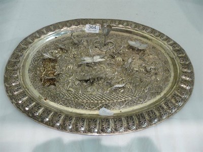 Lot 364 - Indian silver platter and twelve Indian silver critters