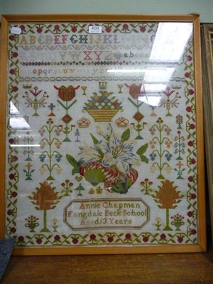 Lot 409 - Framed Alphabet Sampler By Annie Chapman, Fangdale Beck School, Aged 13 Years worked in a wool...