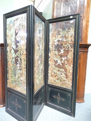 Lot 436 - A Victorian three leaf screen with birds and flowers