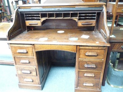 Lot 454 - Oak roll top desk