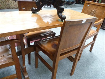 Lot 456 - Beaverman refectory dining table and four Squirrelman dining chairs