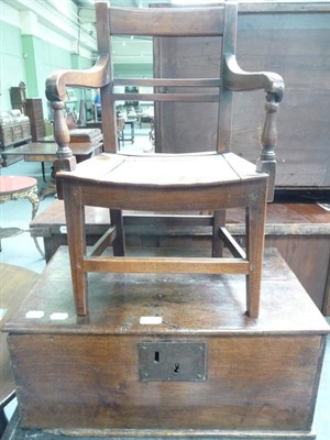 Lot 457 - Child's open armchair and an oak bible box