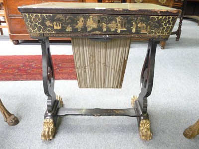 Lot 469 - 19th Chinese lacquer sewing table with some bone fittings