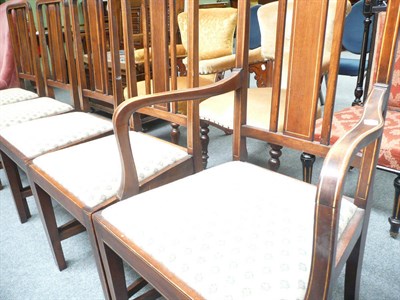 Lot 502 - A set of five Edwardian box-strung mahogany dining chairs