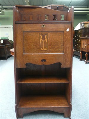 Lot 521 - Art Nouveau small oak bureau