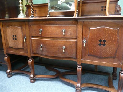 Lot 538 - Oak and inlaid sideboard