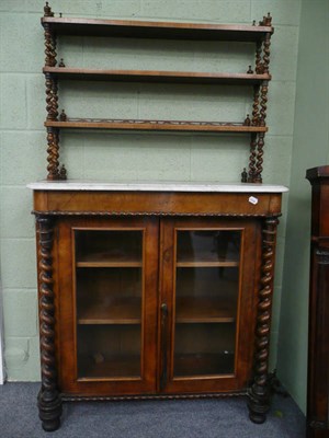 Lot 561 - Victorian walnut marble-topped chiffonier with shelved superstructure