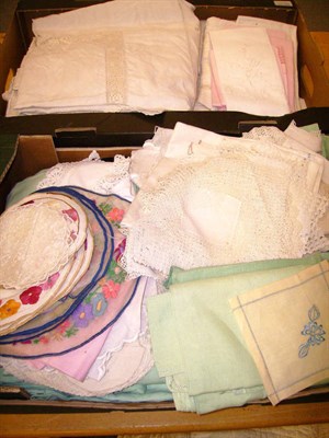 Lot 1031 - Assorted White Linen Cloths, Damask Table Cloths, other white linen, embroidered textiles etc...