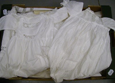 Lot 1070 - Fifteen Assorted 19th Century And Later Christening Dresses, White Cotton Dresses Etc (in one box).