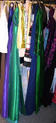 Lot 1078 - Assorted 1960's And Later Costume including Donerica green silk empire line cut full length evening