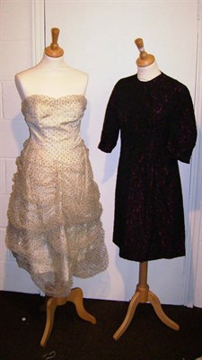 Lot 1080 - Assorted 1950's And Later Costume including Adorn Model strapless cream and net evening dress;...