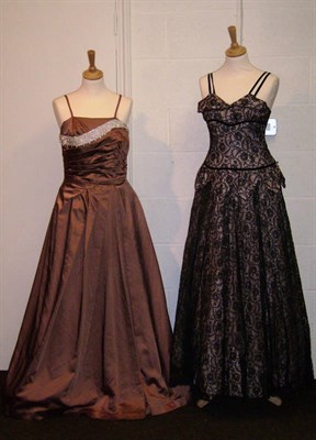 Lot 1106 - Assorted 1950's And Later Full Length Evening Dresses including Lee Delman evening gown black...