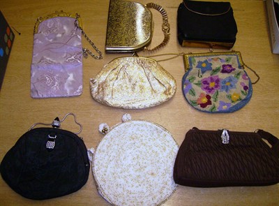 Lot 1115 - Eight Assorted Evening Bags, Various Compacts, Hand Mirror Etc