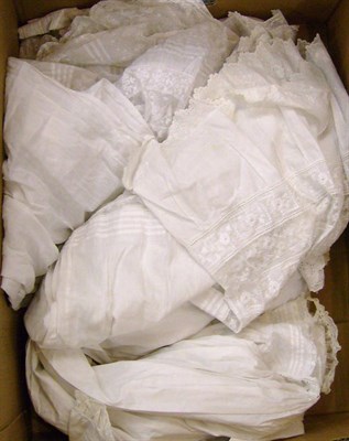 Lot 1121 - Six Assorted 19th Century And Later White Cotton Baby gowns.