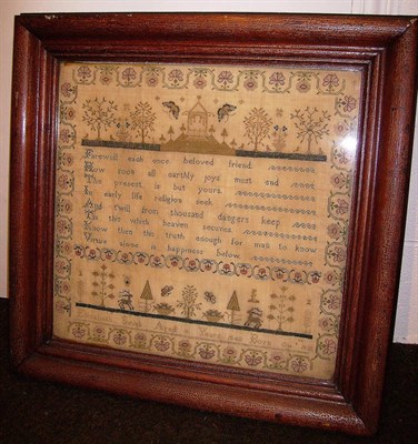 Lot 1157 - Framed Sampler Worked By Elizabeth Smith Aged 9 Dated 1840, worked in cross stitch with central...