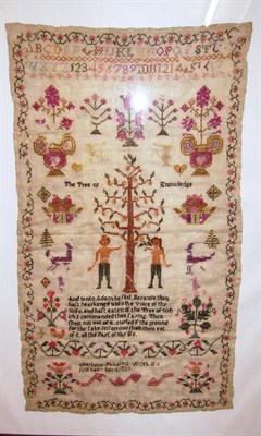 Lot 1166 - The Tree Of Knowledge' Sampler Worked By Charlotte Pickering 1822 in cross stitch with alphabet and