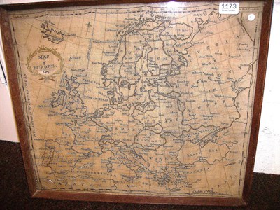 Lot 1173 - Framed 19th Century Embroidered Map Sampler of Europe By Charlotte Walker, 55cms by 48cms.