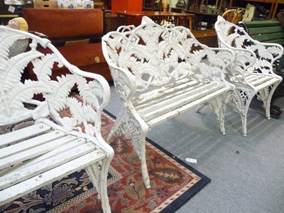 Lot 1192 - A Fern pattern three piece metal garden suite