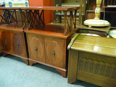 Lot 1211 - Pair of reproduction side cabinets and an oak blanket box