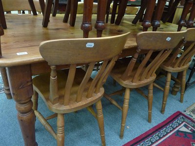 Lot 1223 - Pine kitchen table and six chairs