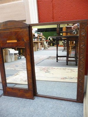 Lot 1238 - A 19th Century mahogany wall mirror and an oak framed wall mirror