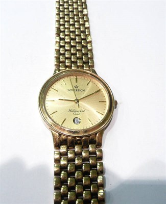 Lot 1 - A sovereign 9 carat gold wristwatch