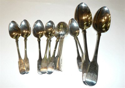 Lot 5 - A pair of William IV silver tablespoons, London 1830, a set of six Victorian teaspoons, Exeter 1858