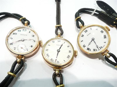Lot 20 - Three ladies 9 carat gold wristwatches signed 'Rolex'