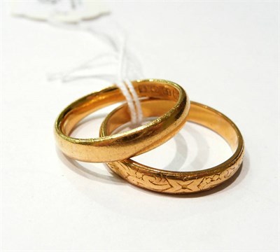 Lot 48 - Two 22 carat gold band rings