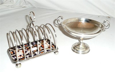 Lot 55 - Silver bonbon dish and a Davenport toast rack