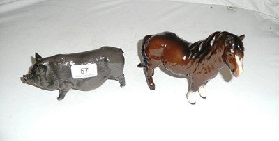 Lot 57 - Royal Doulton figure of a pig and a Royal Doulton pony figure