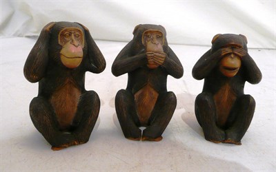 Lot 62 - Three boxwood carved monkeys