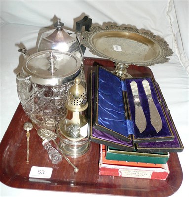Lot 63 - A quantity of plate including a teapot, a biscuit barrel etc