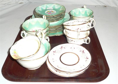 Lot 64 - A Foley floral and green tea service, comprising; six tea plates, six cups and saucers, a sugar and