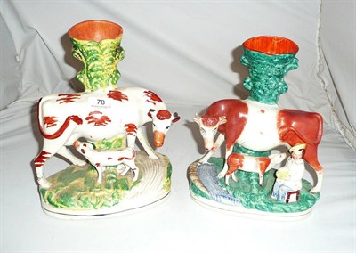 Lot 78 - Two Staffordshire figures of cows