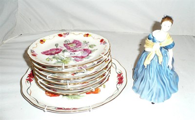 Lot 83 - Seven field poppy wall plates and a Doulton figure 'Adnerine'