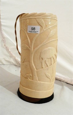 Lot 98 - A carved ivory table lamp - pre 1946