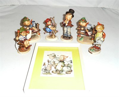 Lot 103 - Six Goebel figures and a print